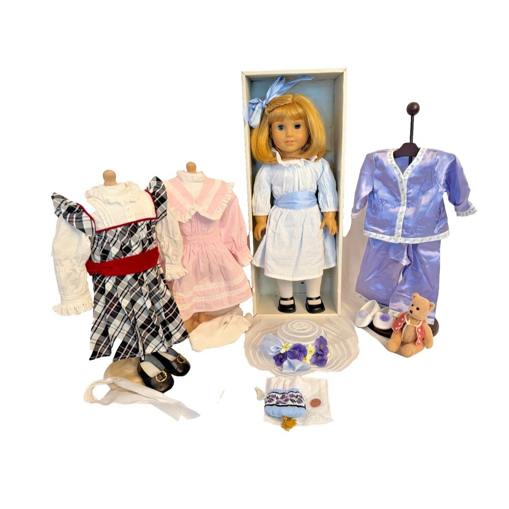 American Girl Nellie O'Malley Doll Lot Meet Outfit Box Accessories Pajamas Dress